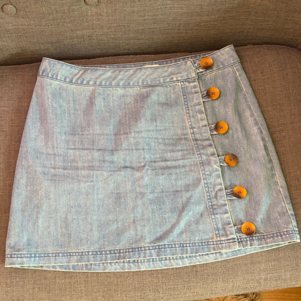 Rhythm Brooklyn Denim Skirt with Buttons, Size US 10, EU 14